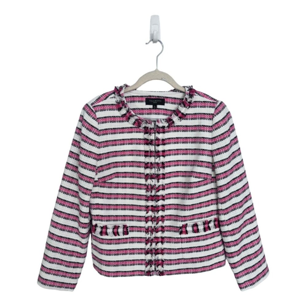 Talbots Pink, Black and White Striped Jacket - Picture 2 of 7